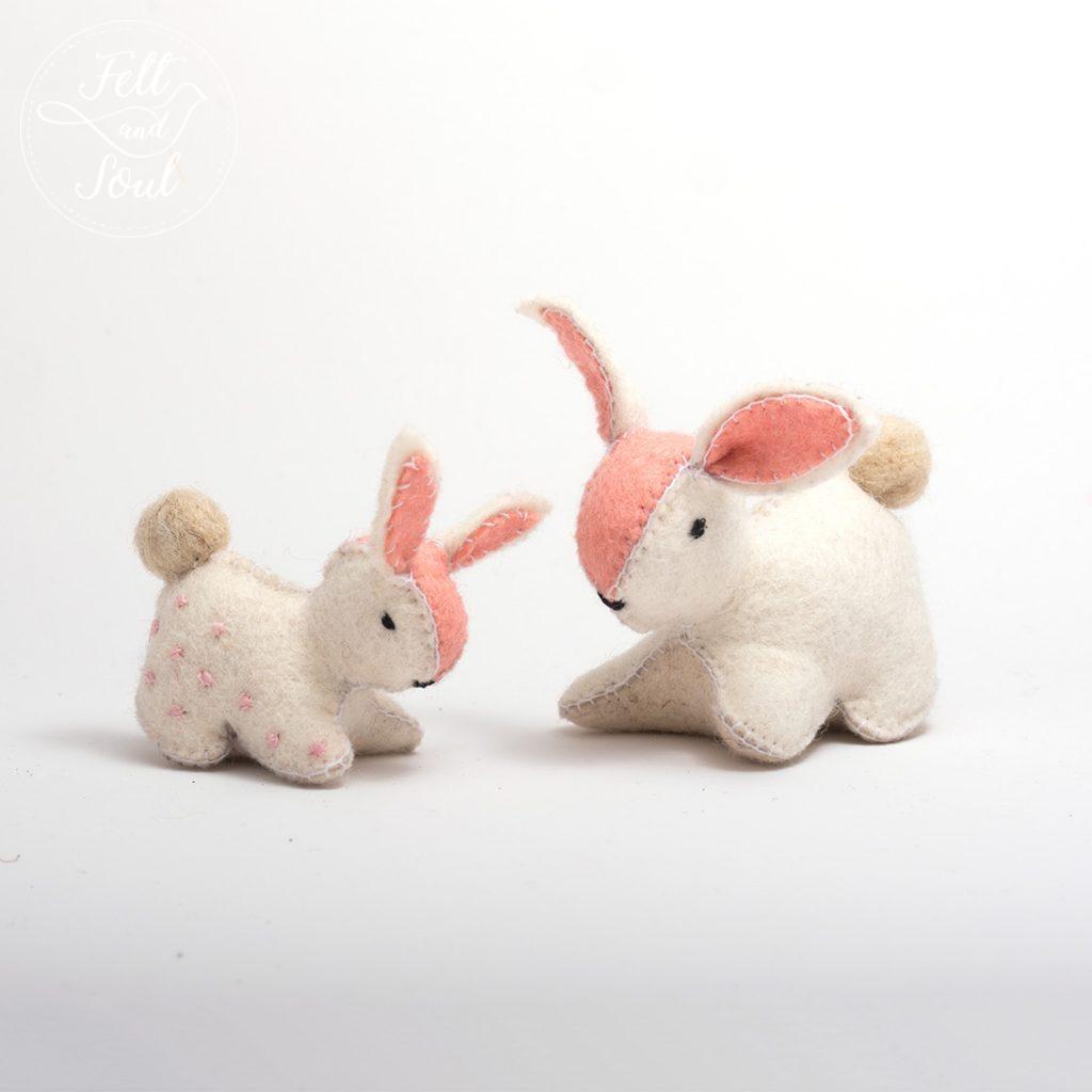 Felt and Soul - nyuszi szülő és gyerek gyapjúfilc állatok