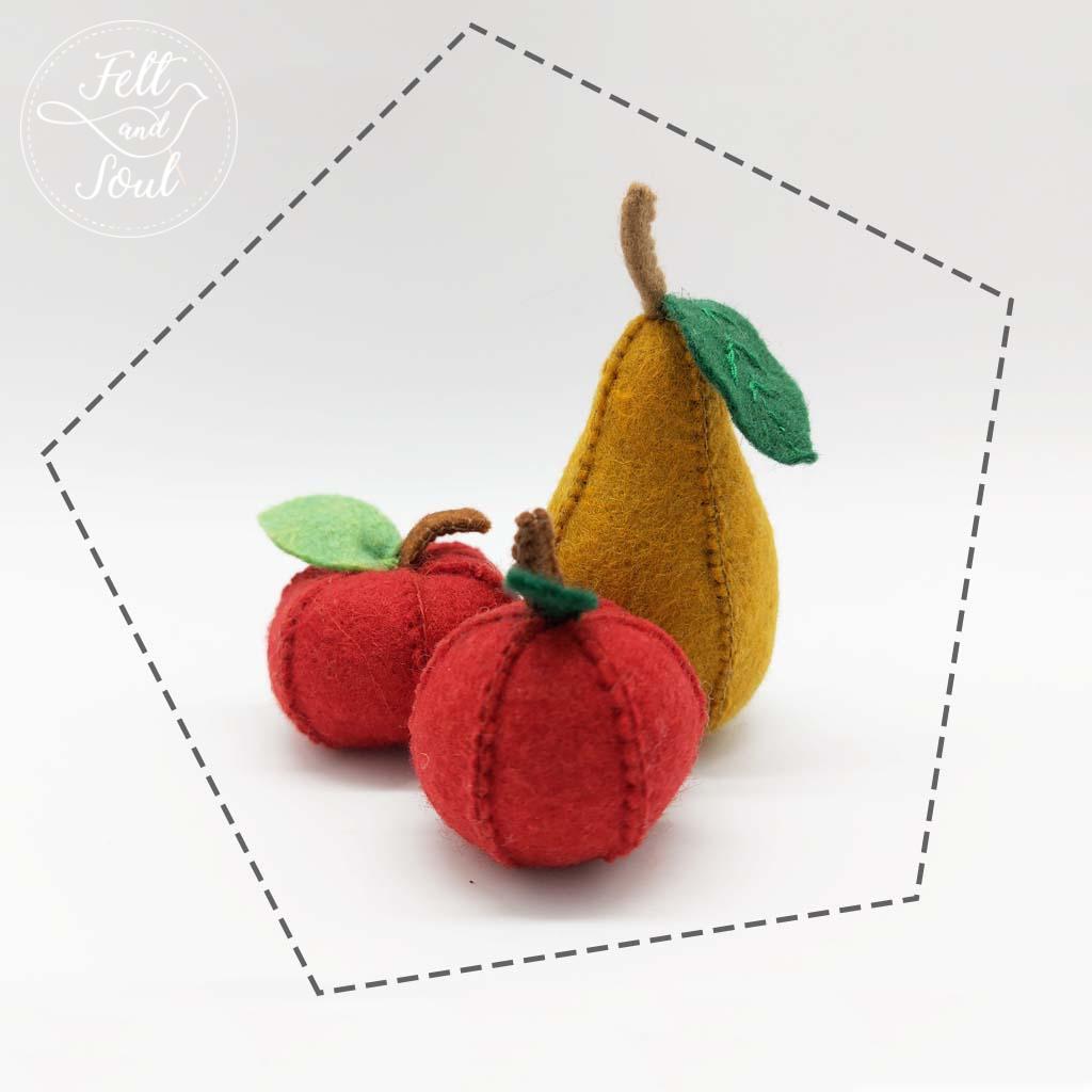 Alma és körte gyapjú filc figura letölthető szabásminta