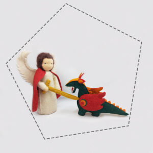 Szent Mihály és a sárkány gyapjú filc figura szabásminta