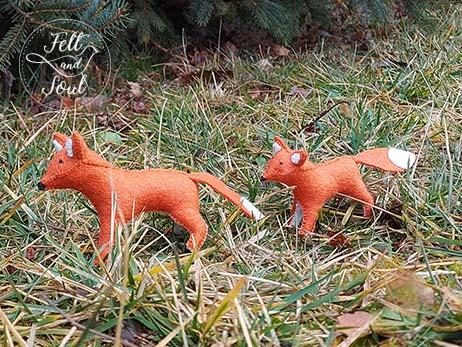 Felt and Soul - róka anya és kölyke gyapjúfilc figurák