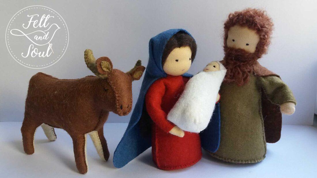 Felt and Soul Szent Család gyapjúfilc asztali bábok