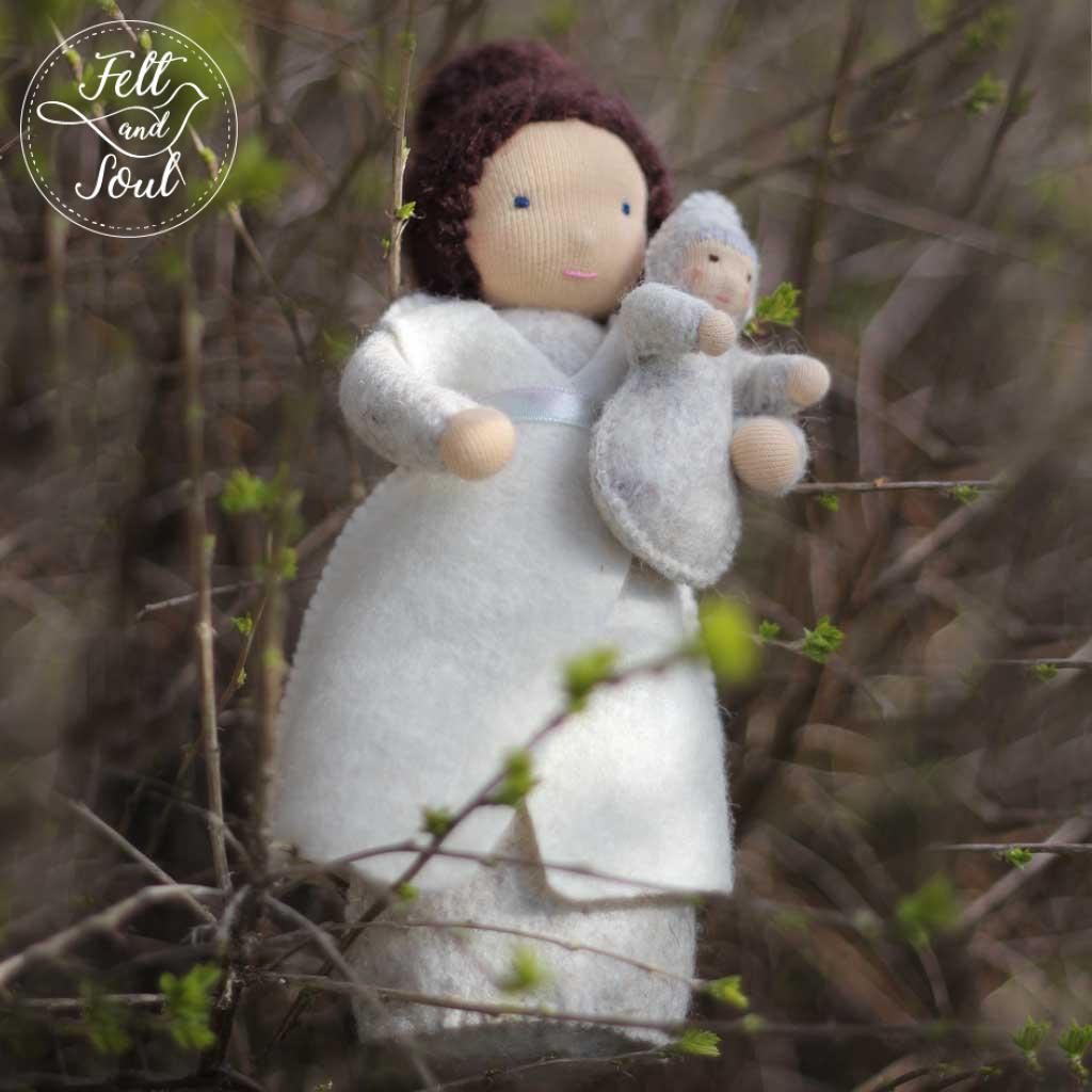 Barka mama és baba gyapjú filc figura