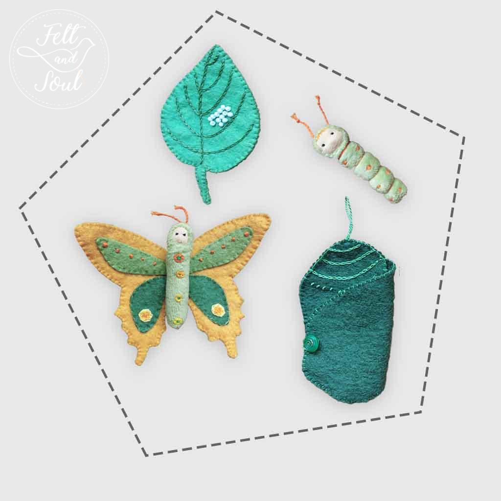Pillangó élete gyapjú filc figura szabásminták csomagban