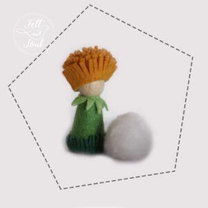 Pitypang manó gyapjú filc figura szabásminta