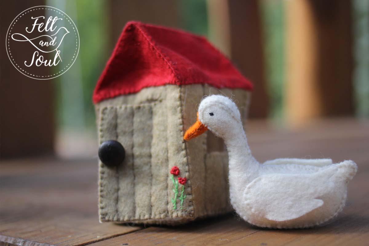 Felt and Soul - a legelő állatai filcfigurák, liba és libaól