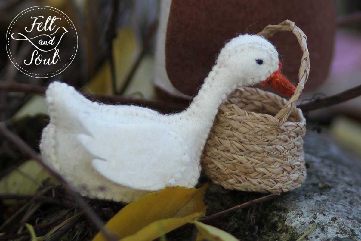 Felt and Soul gyapjúfilc állatok a legelőn, liba