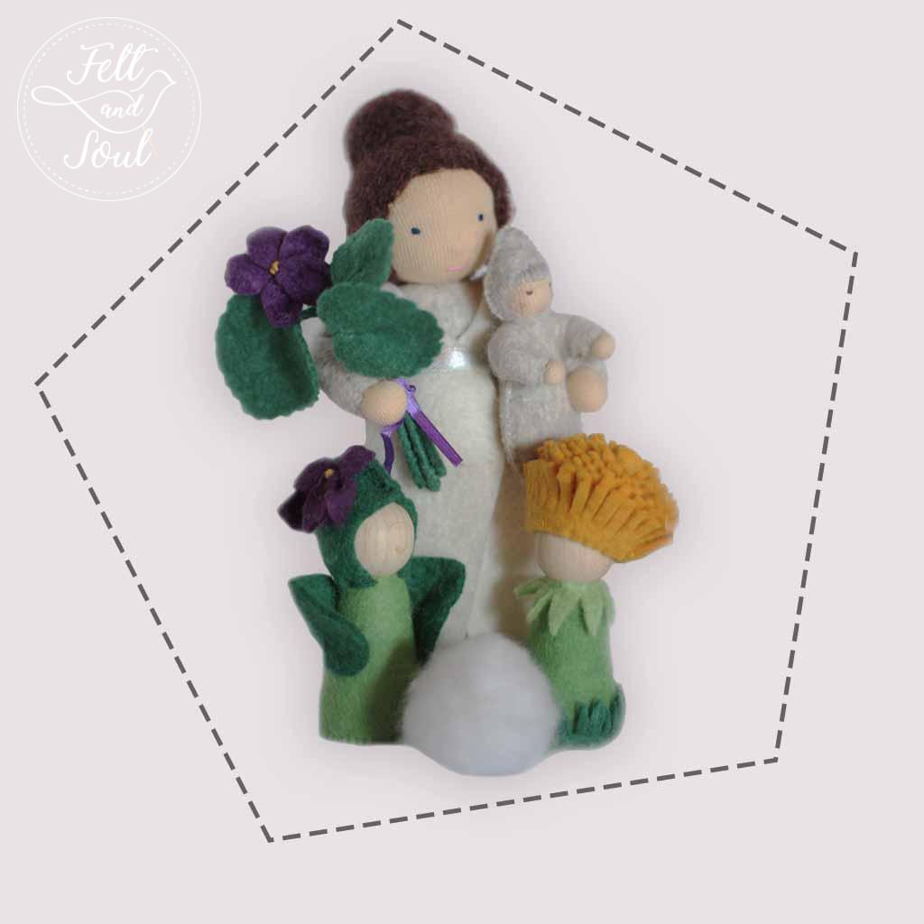 Barka mama virágoskertje gyapjú filc figura szabásminták csomagban