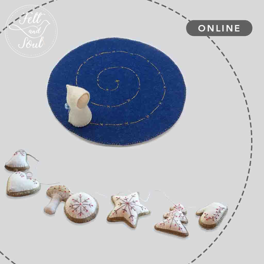 gyapjúfilc adventi lépegető és karácsonyi füzér varrása online tanfolyam