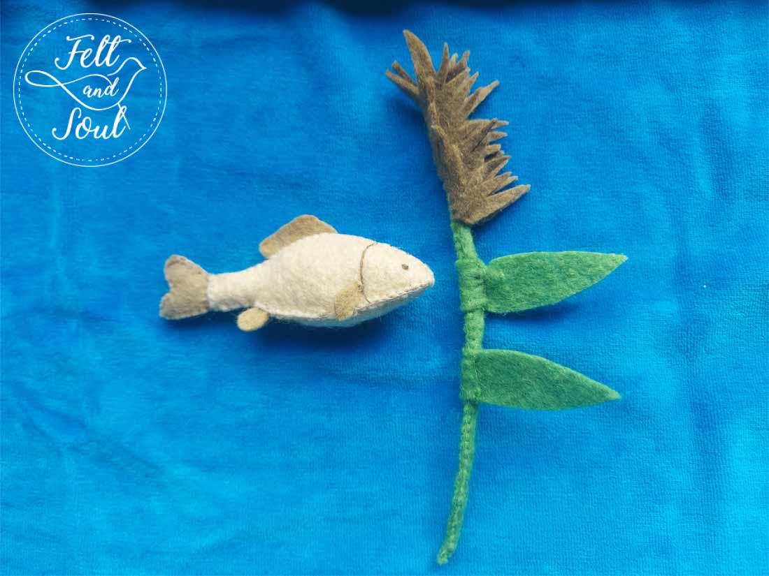 Felt and Soul gyapjúfilc vízi világ, ponty és nád