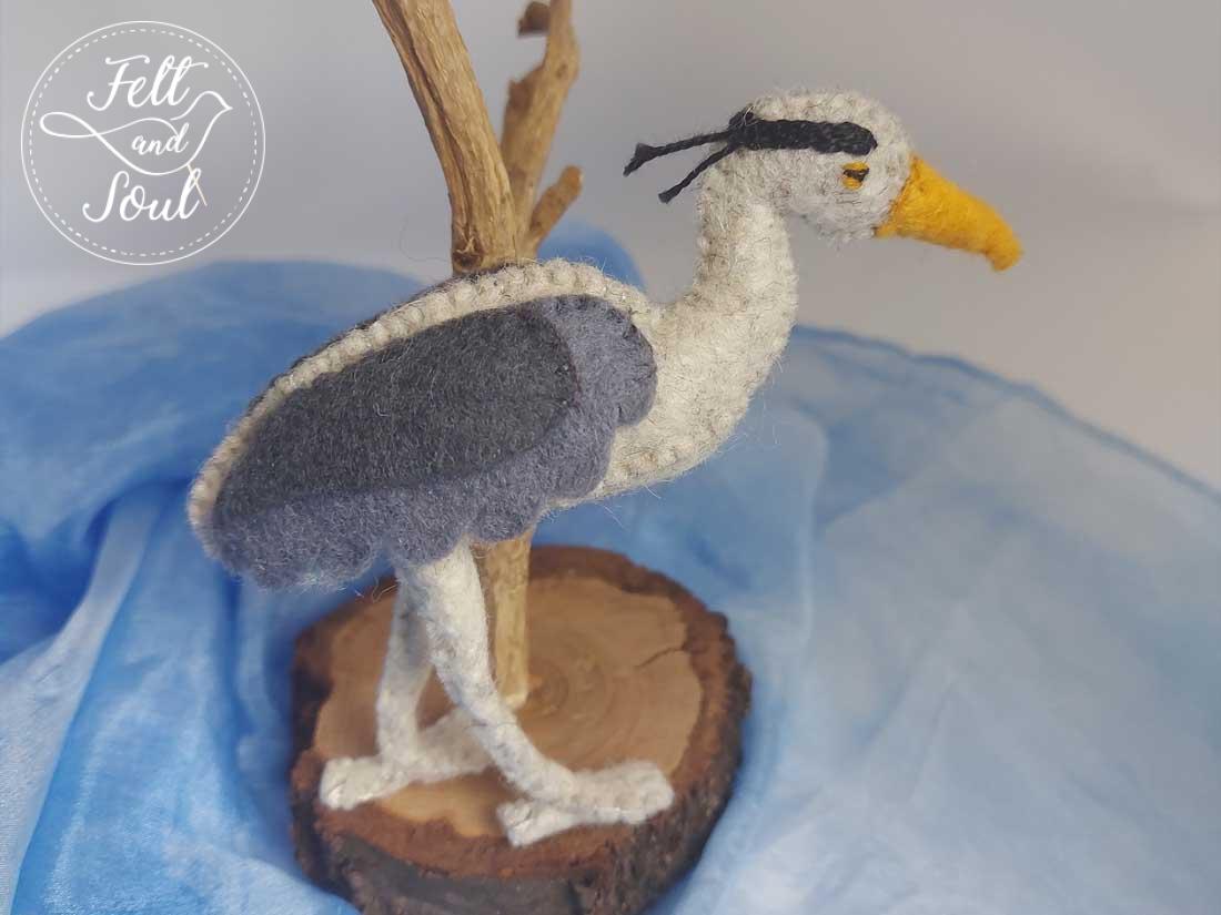 Felt and Soul gyapjúfilc vízi világ, szürke gém