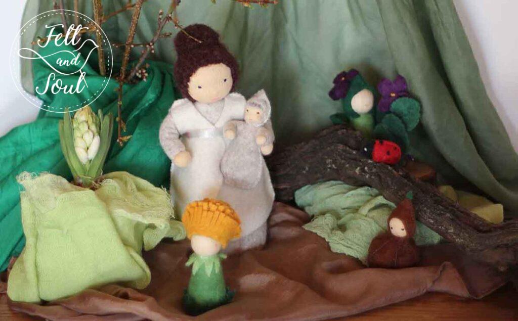 Felt and Soul gyapjú filc figurák márciusi évszakasztalhoz