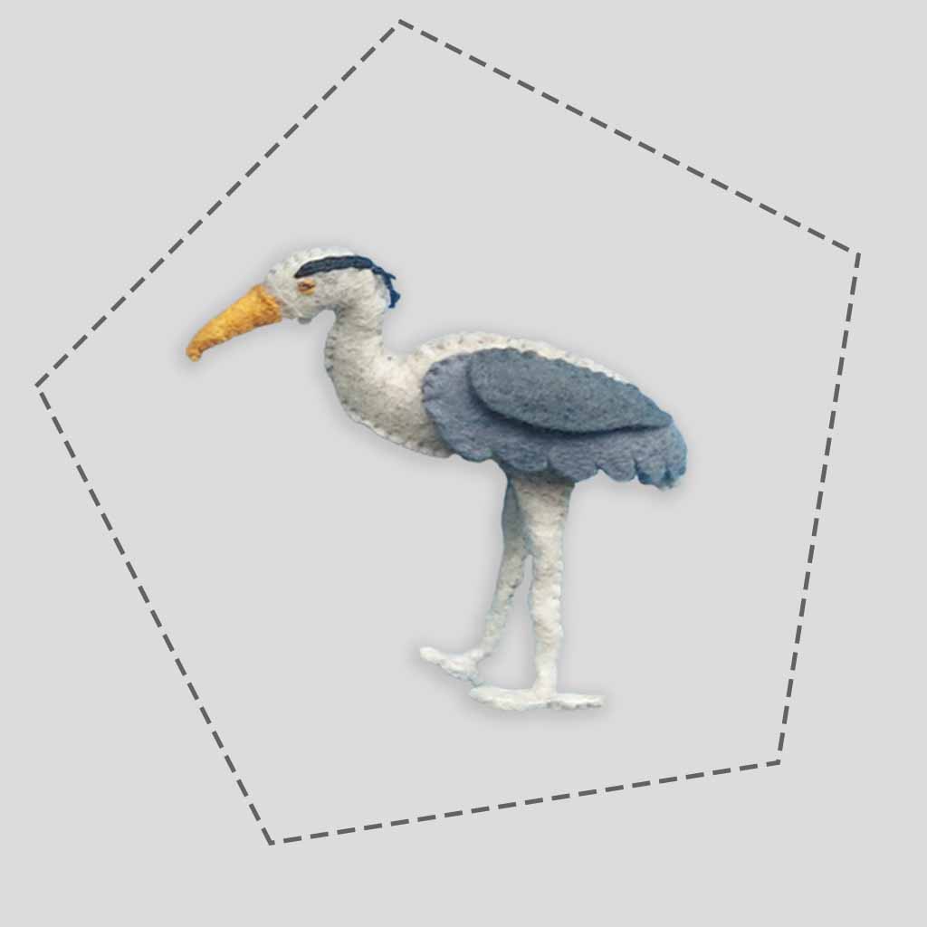 Felt and Soul - Szürke gém gyapjú filc figura letölthető szabásminta