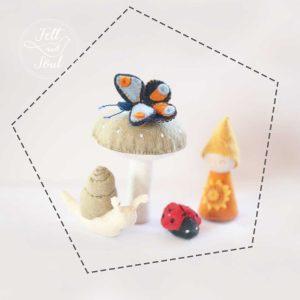 Felt and Soul - nyári rét gyapjúfilc figura szabásminta és alapanyag csomag
