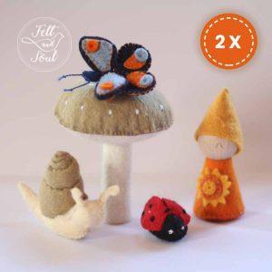 Felt and Soul - nyári rét kézműves csomag szabásmintával és két adag alapanyaggal